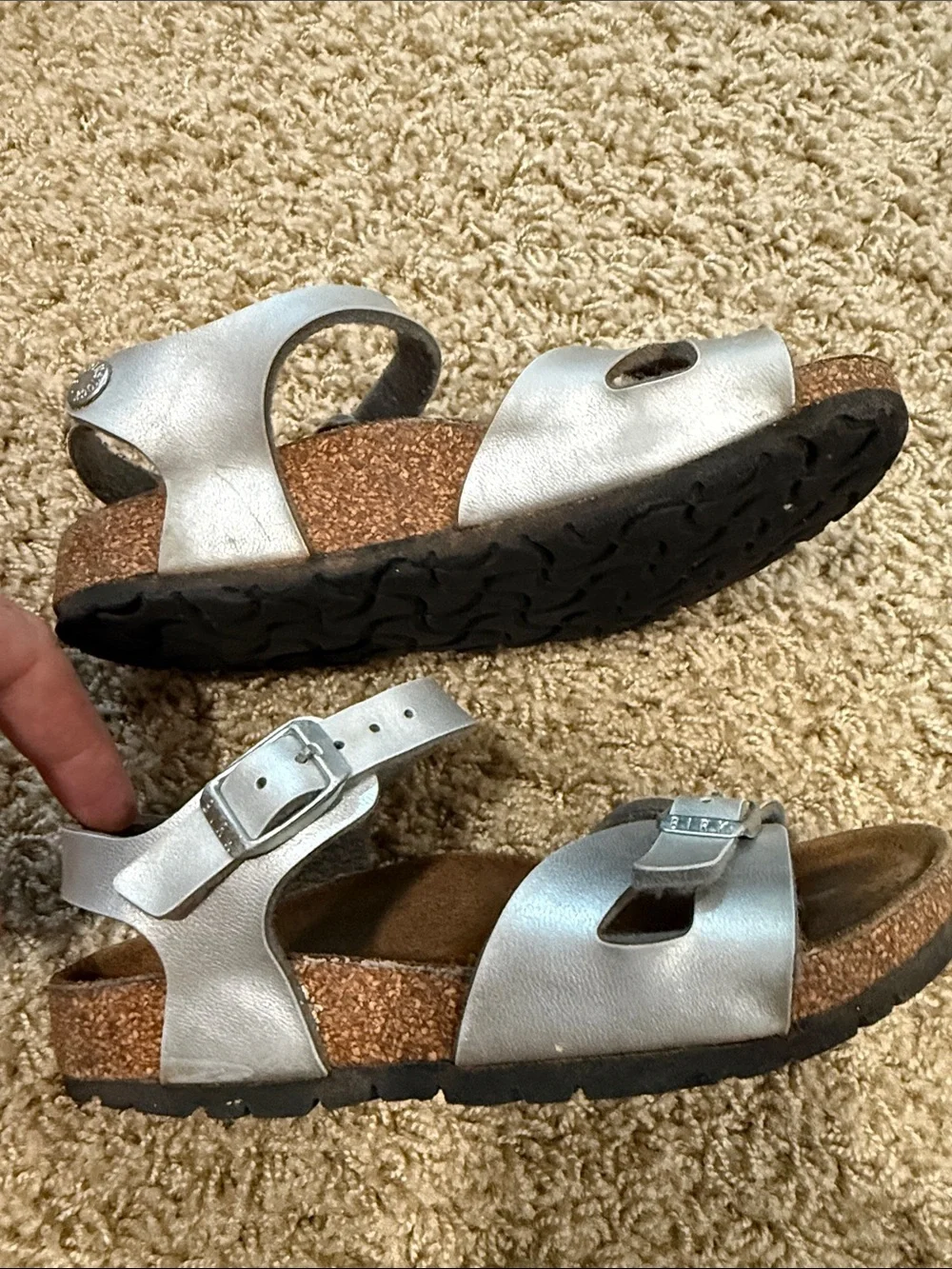 Birkenstock Rio Kids Birko Flor Sandals Silver Size 29 / 11 or 11.5